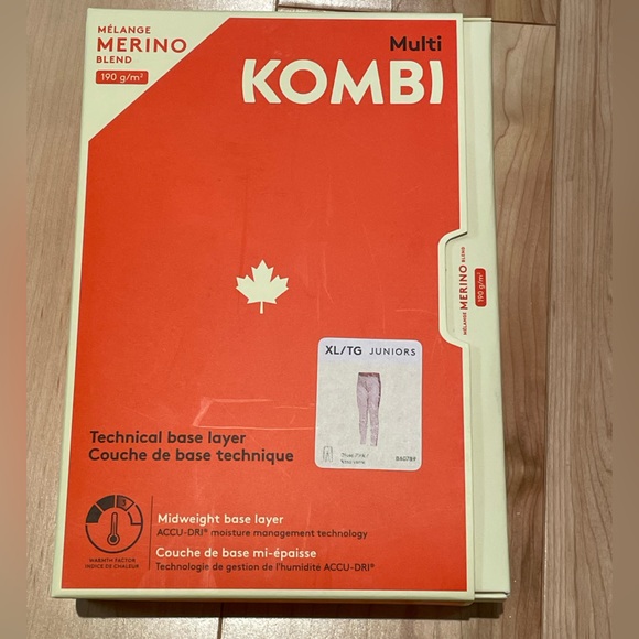 NWT Kombi Merino Blend Baselayer Bottom Girls XL 14 Pink - Picture 3 of 8